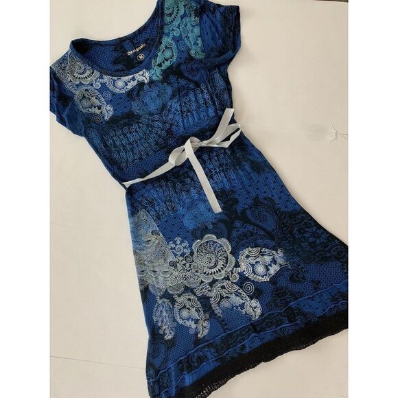Desigual Dresses & Skirts - PRE-OWNED DESIGUAL DRESS blue black navy white paisley print SUPER CUTE!